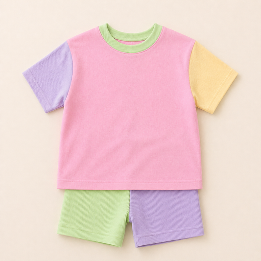PRESALE Colorblock Oversized Tee or Biker Set - Girls *mid-July