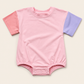 Organic Cotton Colorblock T-Shirt Romper - Pink & Purple