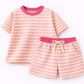 PRESALE Organic Cotton Striped Shorts Set - Pink & Yellow *end of July