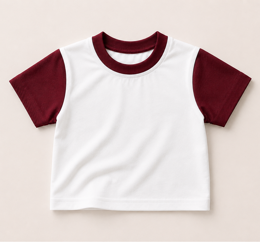 GAMEDAY PRESALE Maroon & White Colorblock Oversized Tee or Bubble Romper - Early August