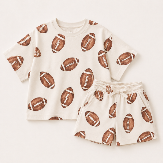 GAMEDAY PRESALE Football Print Shorts Set *Early August
