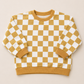 Gold Checker Organic Cotton Sweatshirt - Crewneck, Bubble Romper & Shorts Option