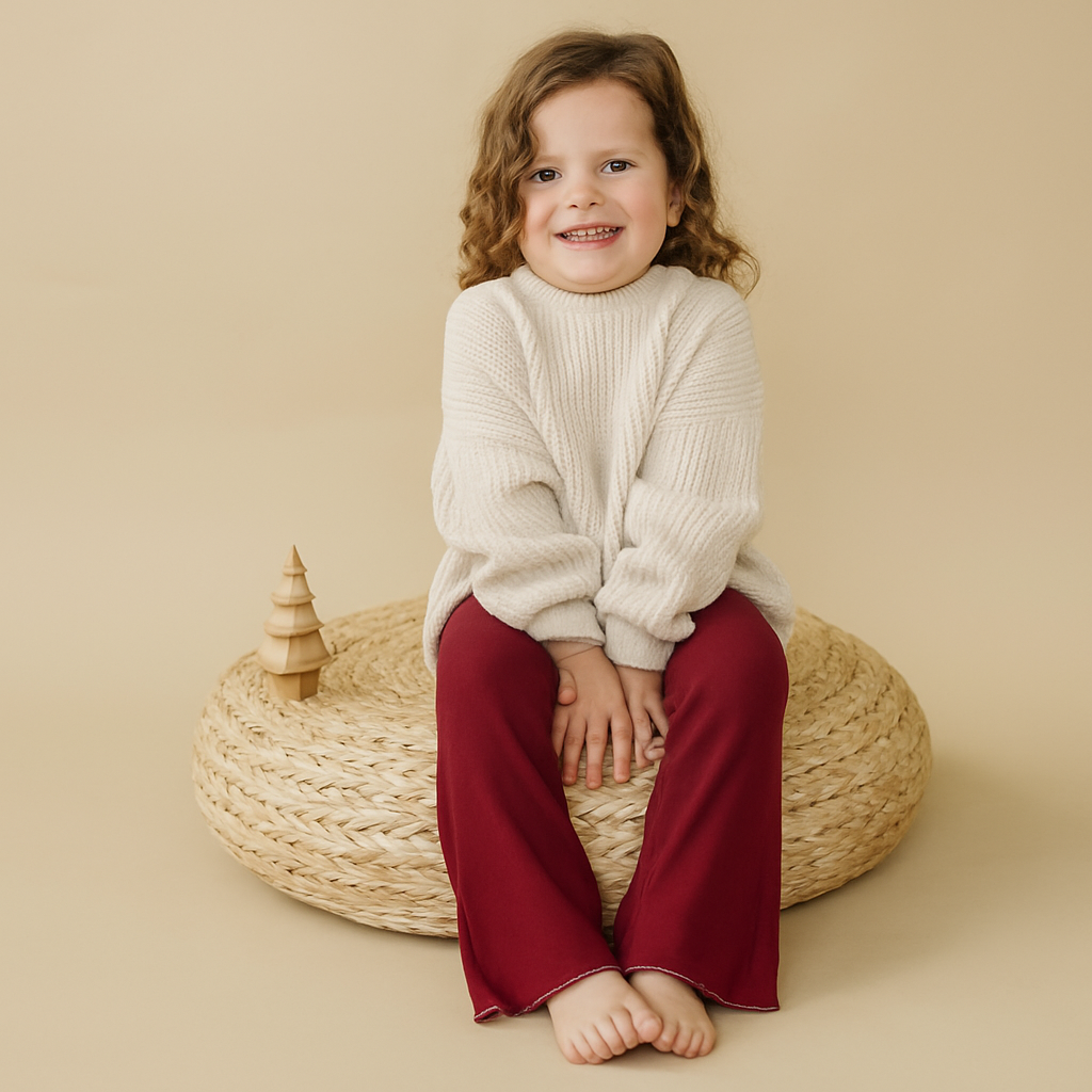 Ribbed Flared Leggings - Christmas Red or Green