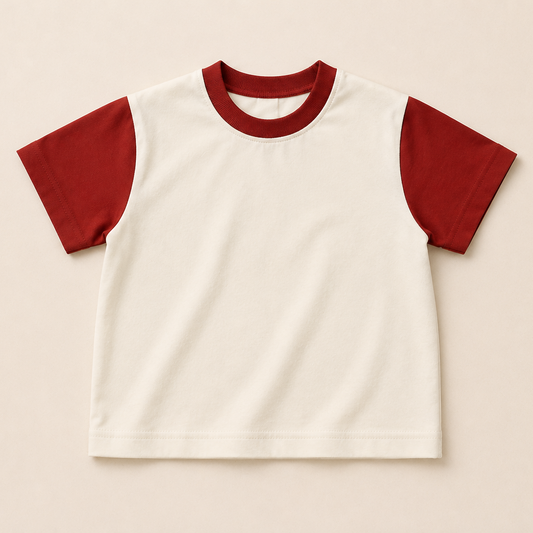 GAMEDAY PRESALE Crimson & Cream Colorblock Oversized Tee or Bubble Romper - Early August