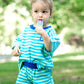PRESALE Organic Cotton Striped Shorts Set - Blue & Green *end of July