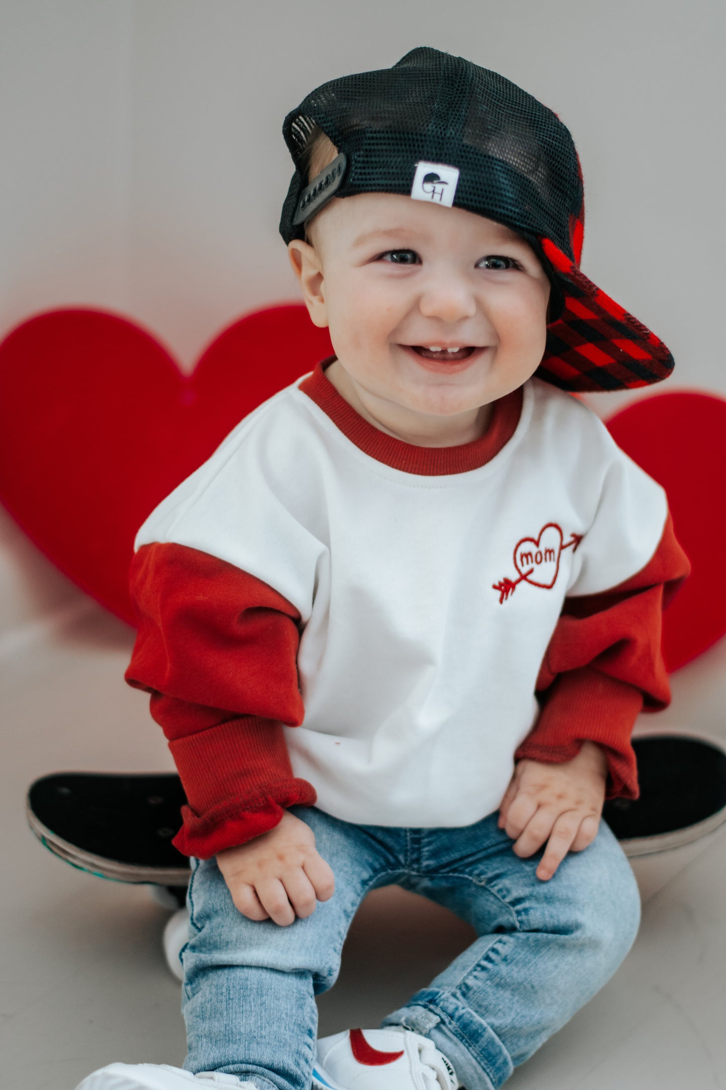 Red & White Christmas Colorblock Romper or Crew - Valentine's Day