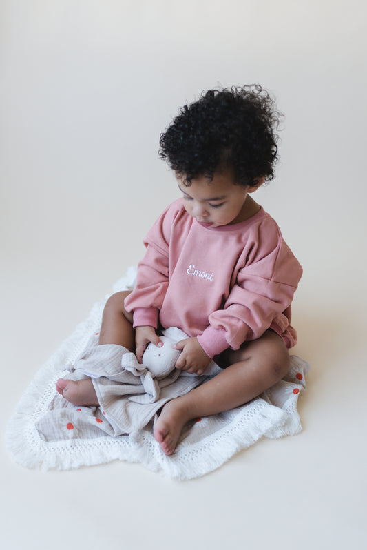 Sweatshirt Romper - Salmon Pink *NB only