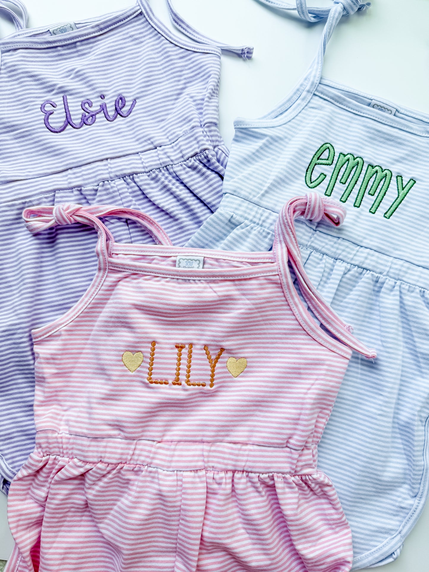 Girls Tie-Strap Striped Romper - more colors