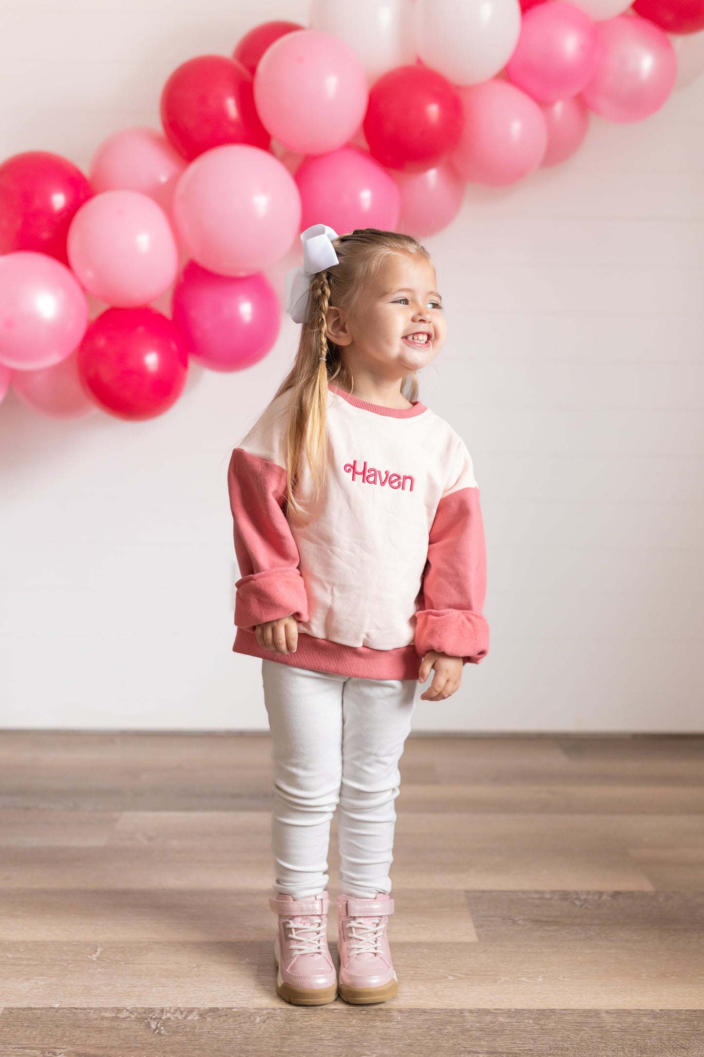 Colorblock Crewneck Sweatshirt - Pinks