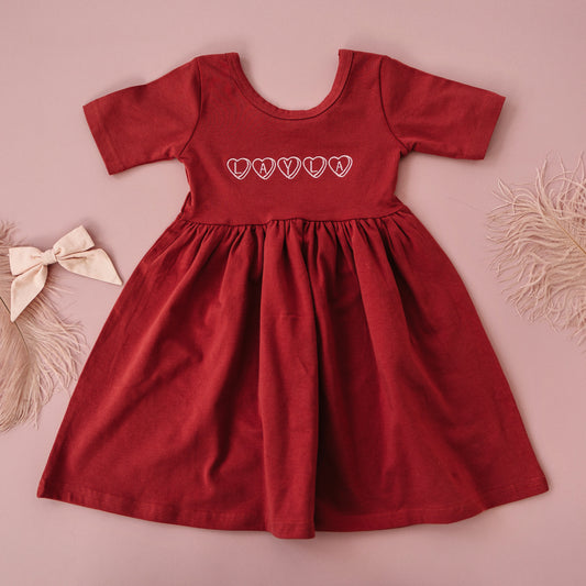 Organic Cotton Twirl Dress - Valentine's Day or St. Patrick's