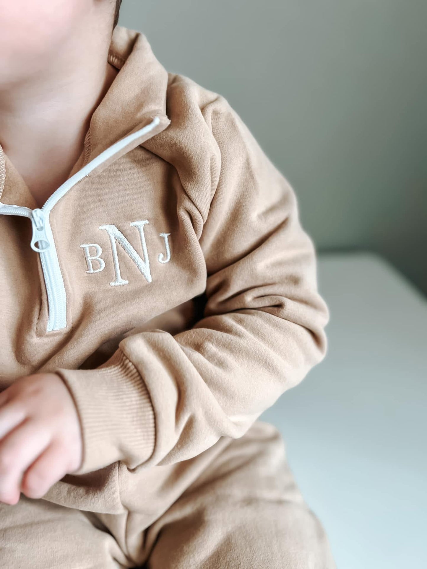 Organic Cotton Quarter-Zip Set - Tan