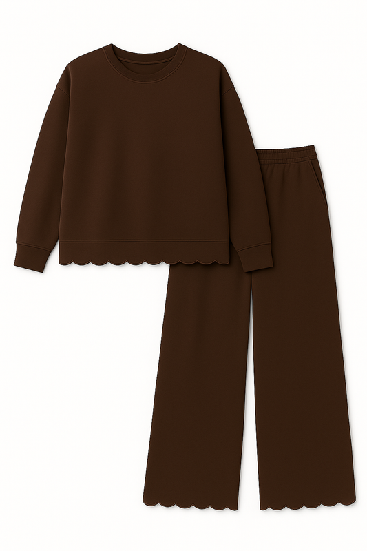 Women's Christmas Scalloped Set - Green or Brown