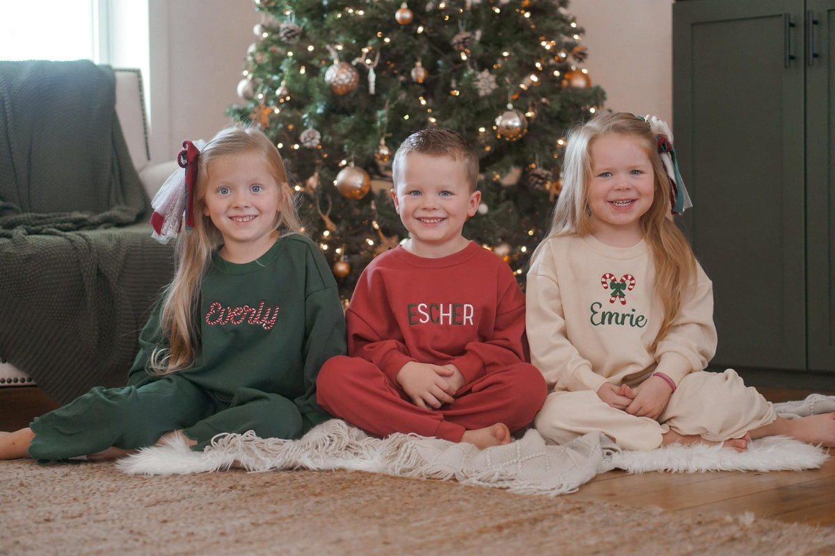 CHRISTMAS PRESALE Girls Scalloped Set - Red, Cream or Green *mid November