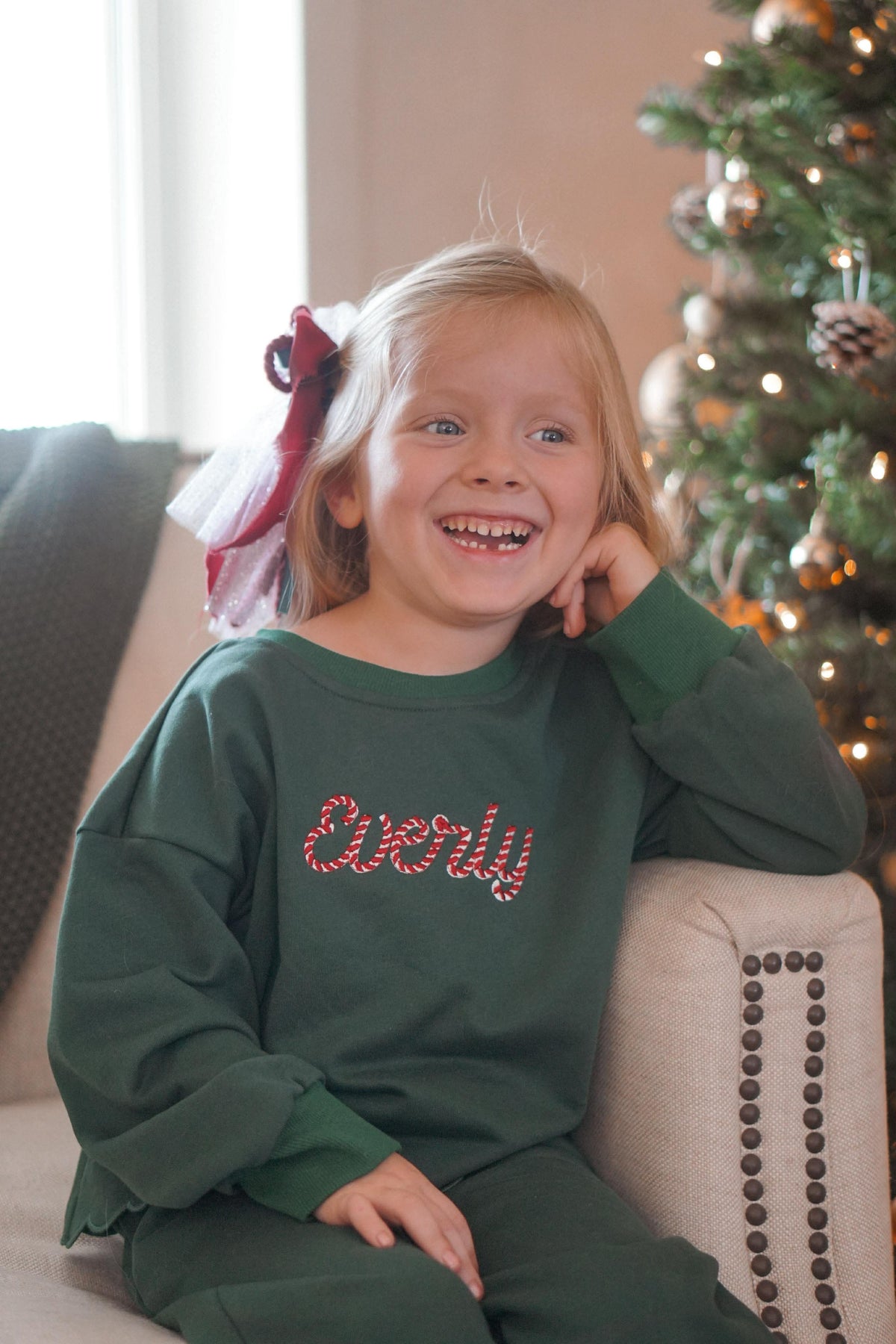 CHRISTMAS PRESALE Girls Scalloped Set - Red, Cream or Green *mid November
