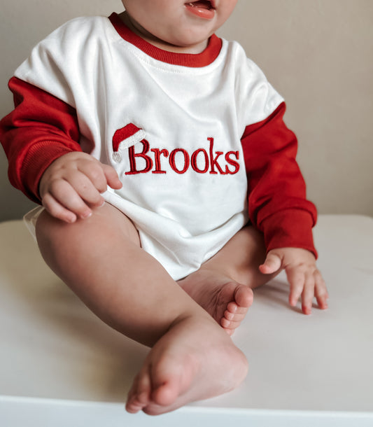 PREORDER Red & White Colorblock Romper or Crew *late November