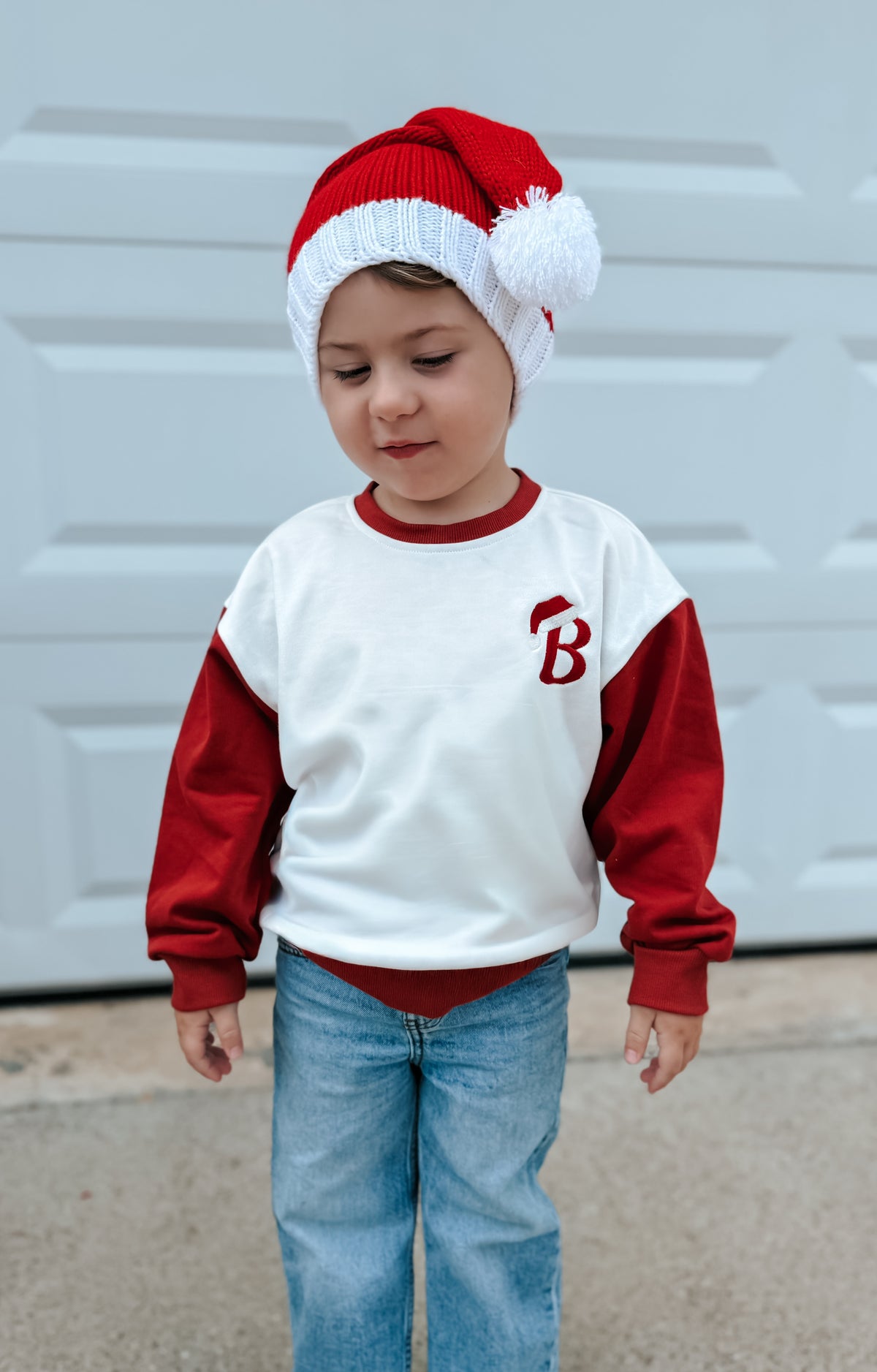 PREORDER Red & White Colorblock Romper or Crew *late November