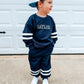 Navy Varsity Stripe Jogger Set