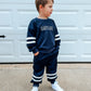 Navy Varsity Stripe Jogger Set