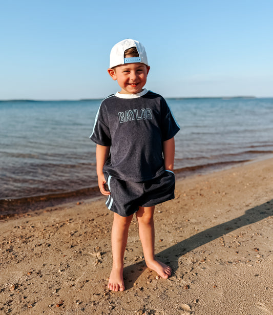 Organic Cotton Terry Varsity Shorts Set