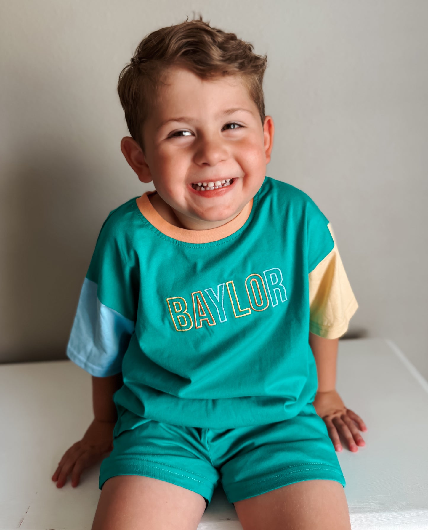 Organic Cotton Colorblock Tee and Shorts Set