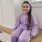 Purple Varsity Stripe Jogger Set