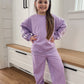 Purple Varsity Stripe Jogger Set