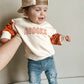 Colorblock Crewneck Sweatshirt - Cream & Orange (Fall/Halloween)