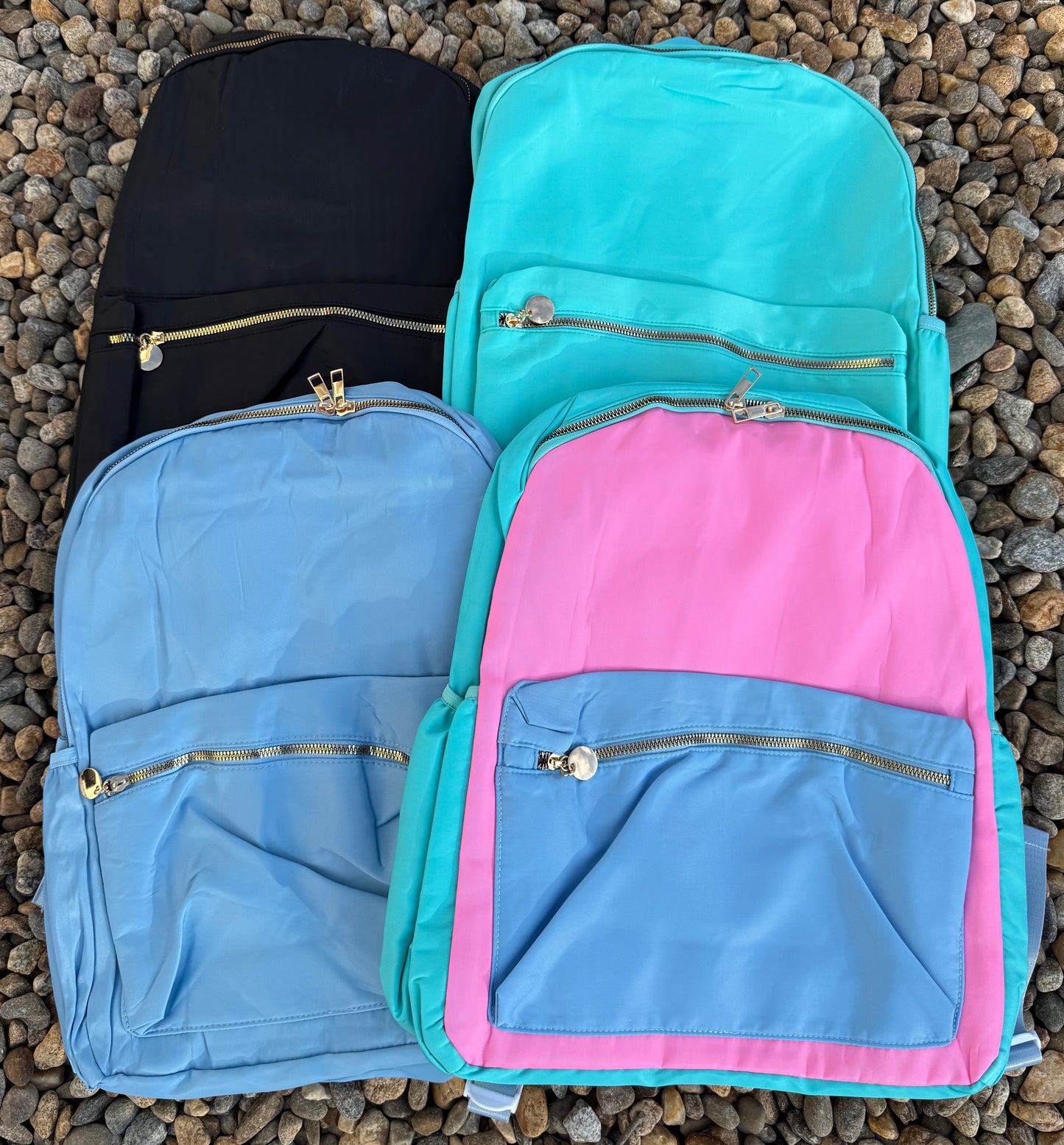 Solid Color Backpack - Blue, Black or Teal