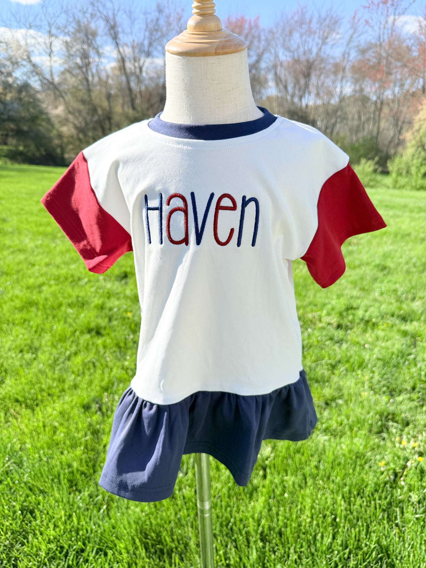 4th of July Colorblock Peplum Set - Top & Shorts