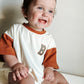 T-Shirt Romper - Burnt Orange & Cream Colorblock