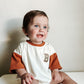 T-Shirt Romper - Burnt Orange & Cream Colorblock