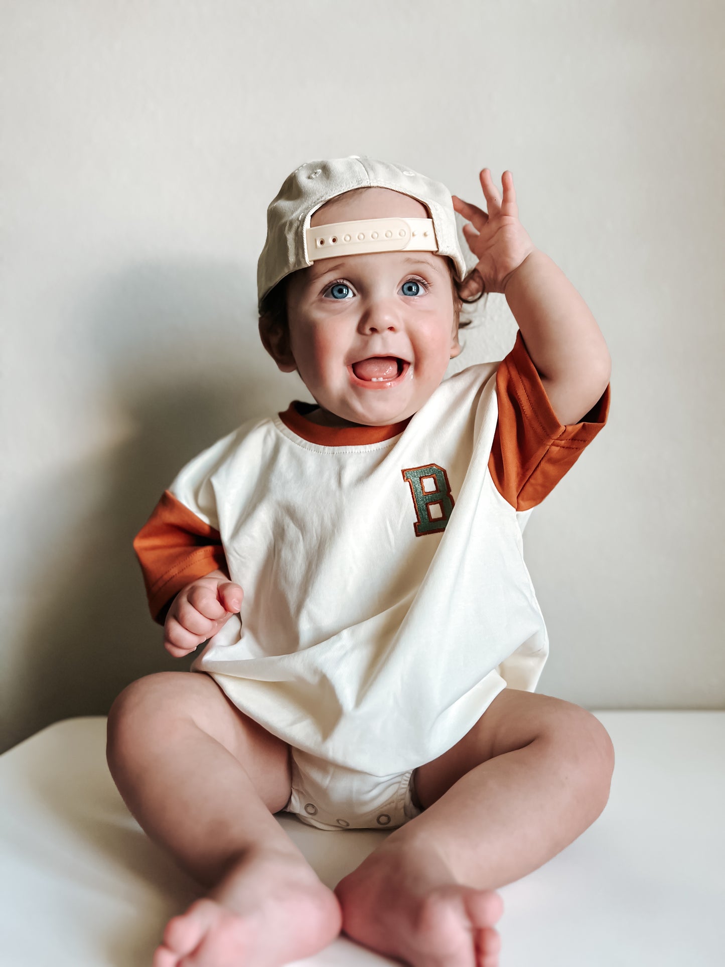 T-Shirt Romper - Burnt Orange & Cream Colorblock