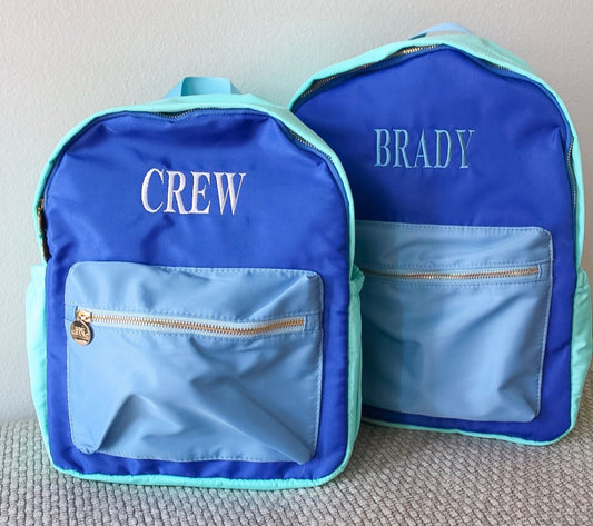 Blue & Teal Colorblock Backpack - two sizes