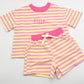PRESALE Organic Cotton Striped Shorts Set - Pink & Yellow *end of July