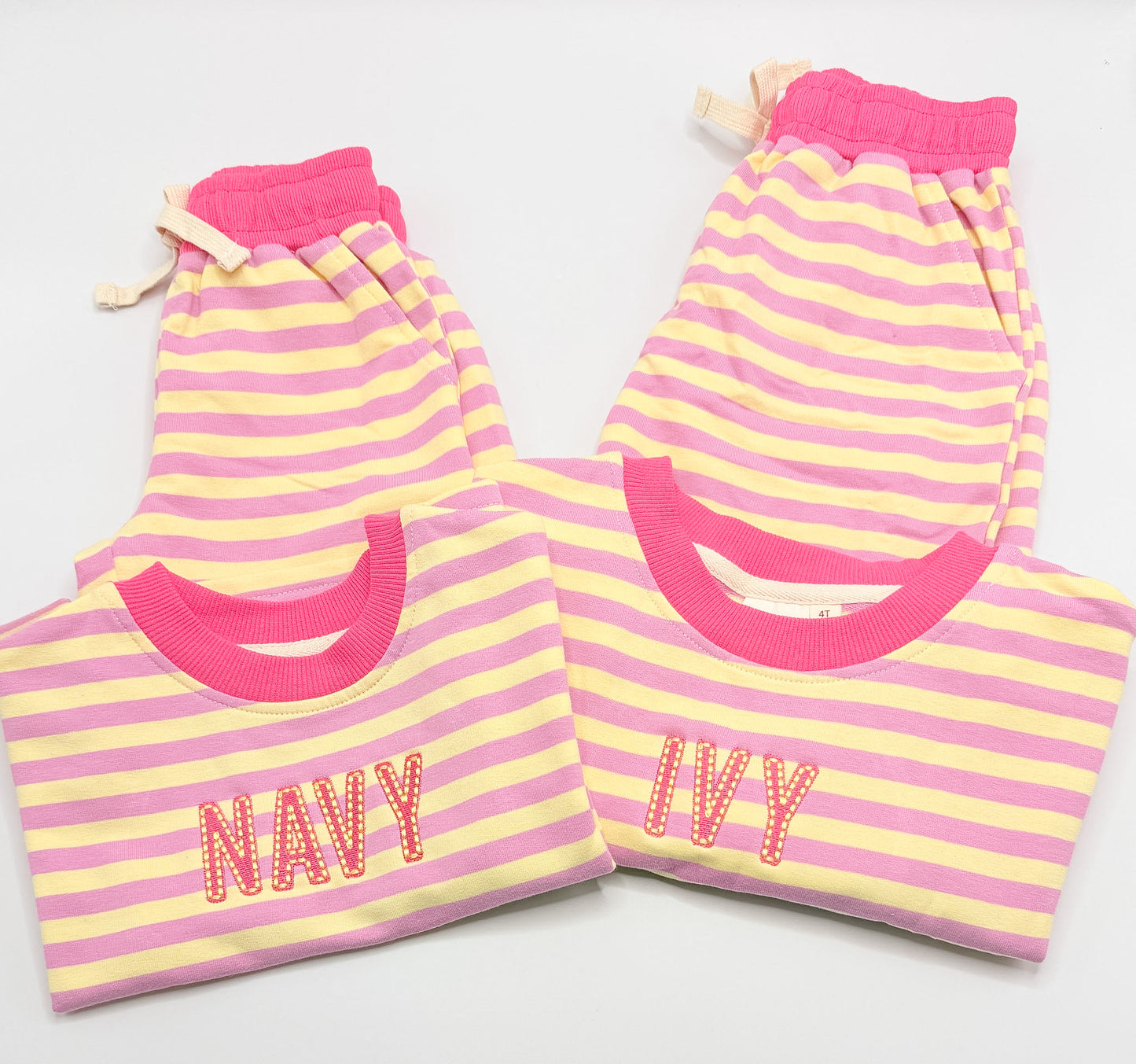PRESALE Organic Cotton Striped Shorts Set - Pink & Yellow *end of July