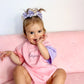 Organic Cotton Colorblock T-Shirt Romper - Pink & Purple