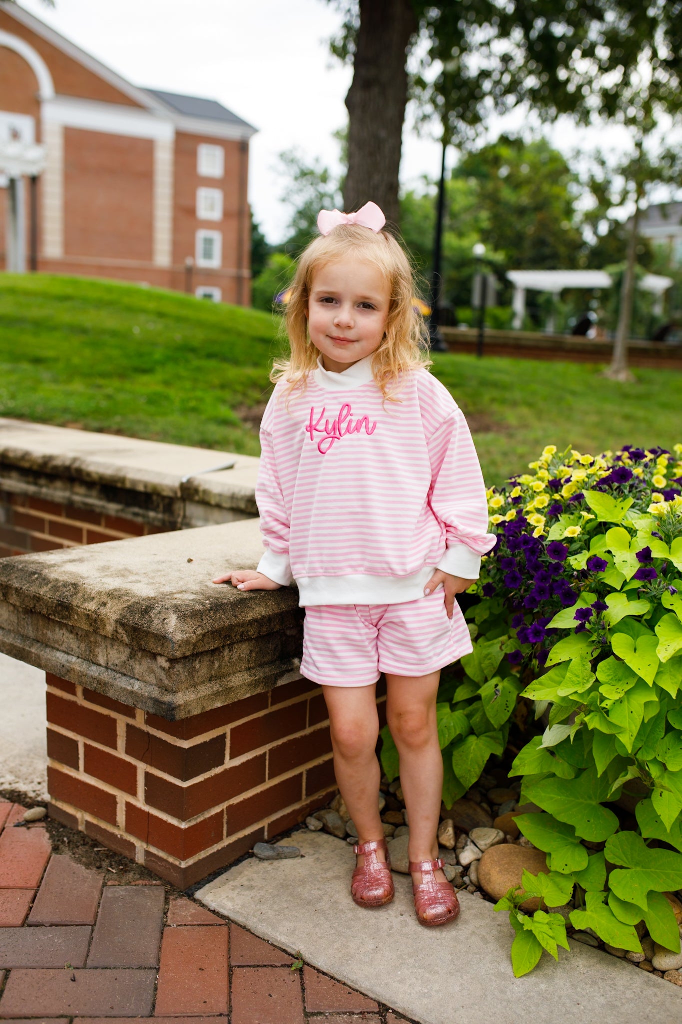 PREORDER Girls Striped Mock Neck Shorts Set *mid-September