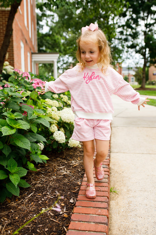 PREORDER Girls Striped Mock Neck Shorts Set *mid-September