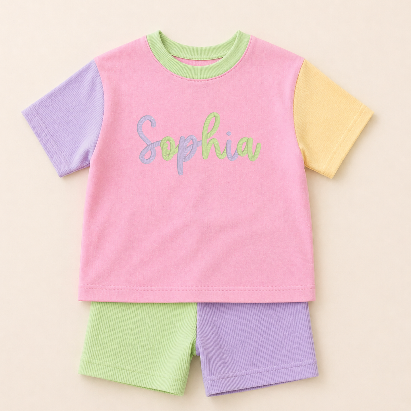 PRESALE Colorblock Oversized Tee or Biker Set - Girls *mid-July