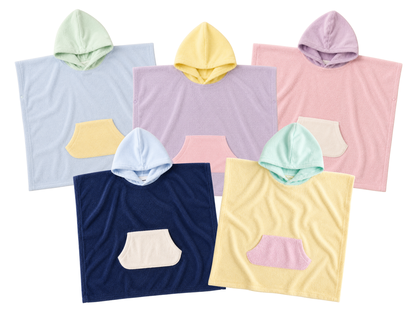 Colorblock Terry Beach Towel Poncho