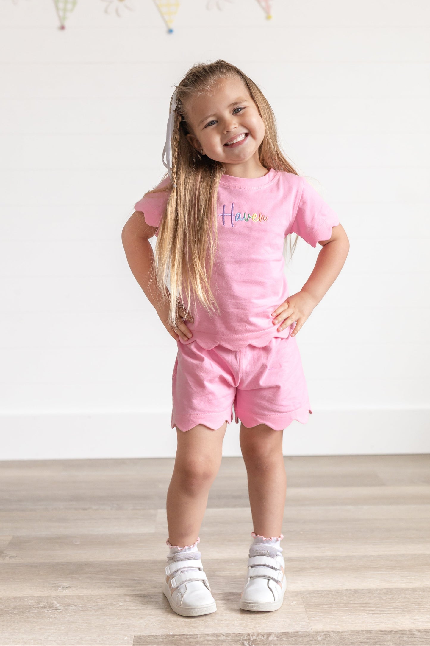 Scalloped Shorts Set - Pink or Purple