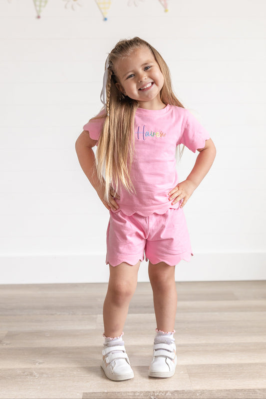 Scalloped Shorts Set - Pink or Purple