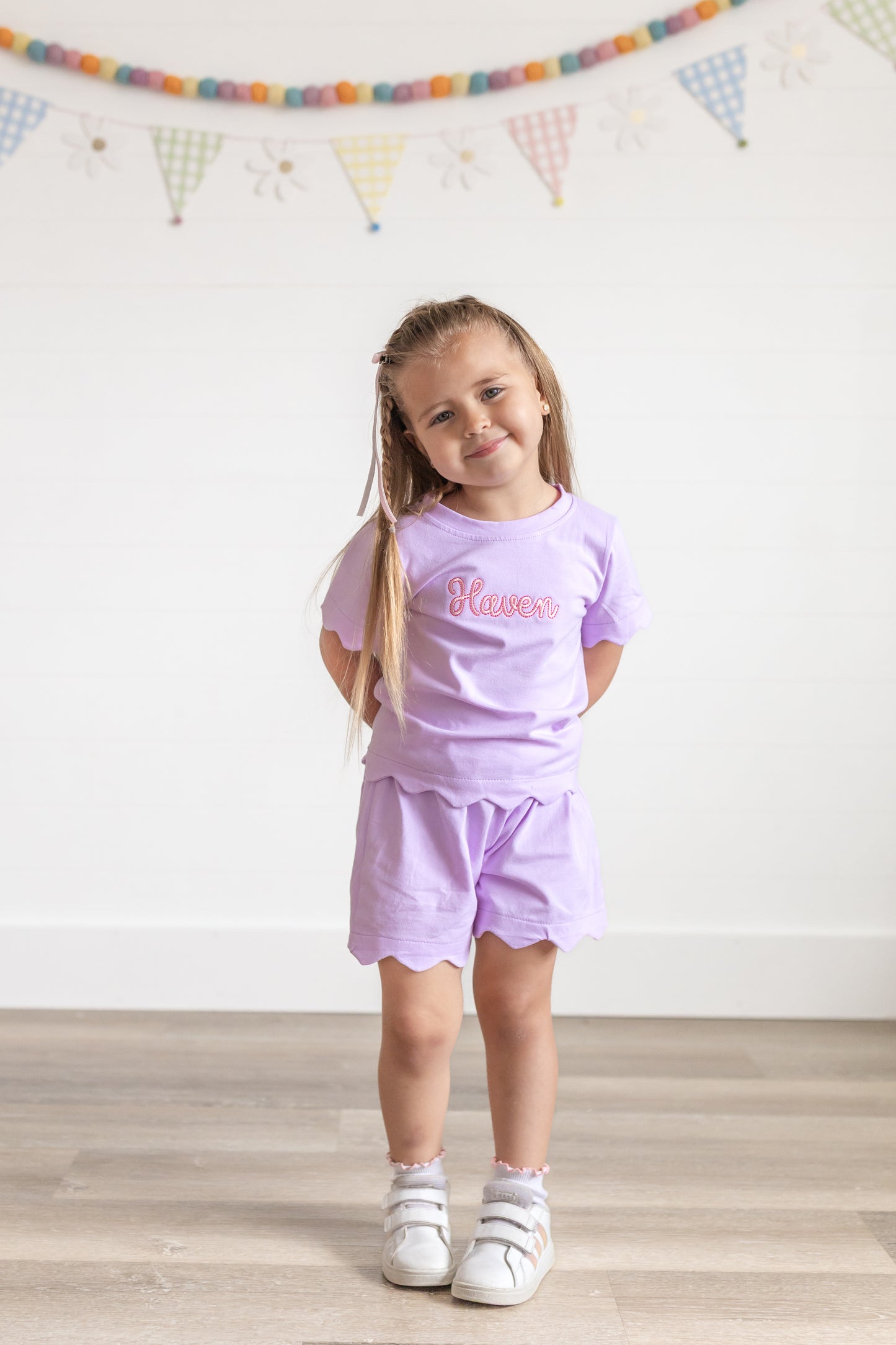 Scalloped Shorts Set - Pink or Purple