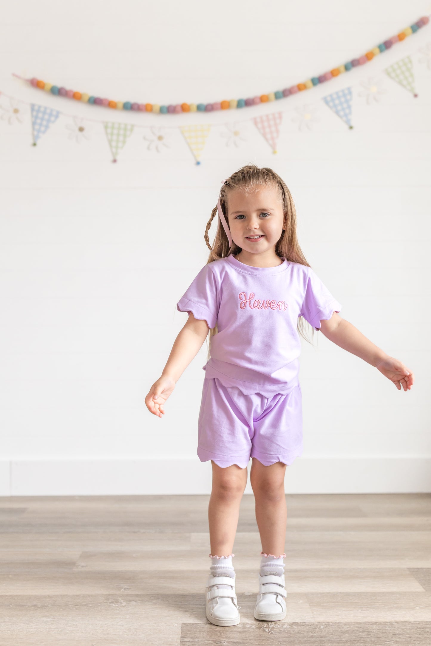 Scalloped Shorts Set - Pink or Purple