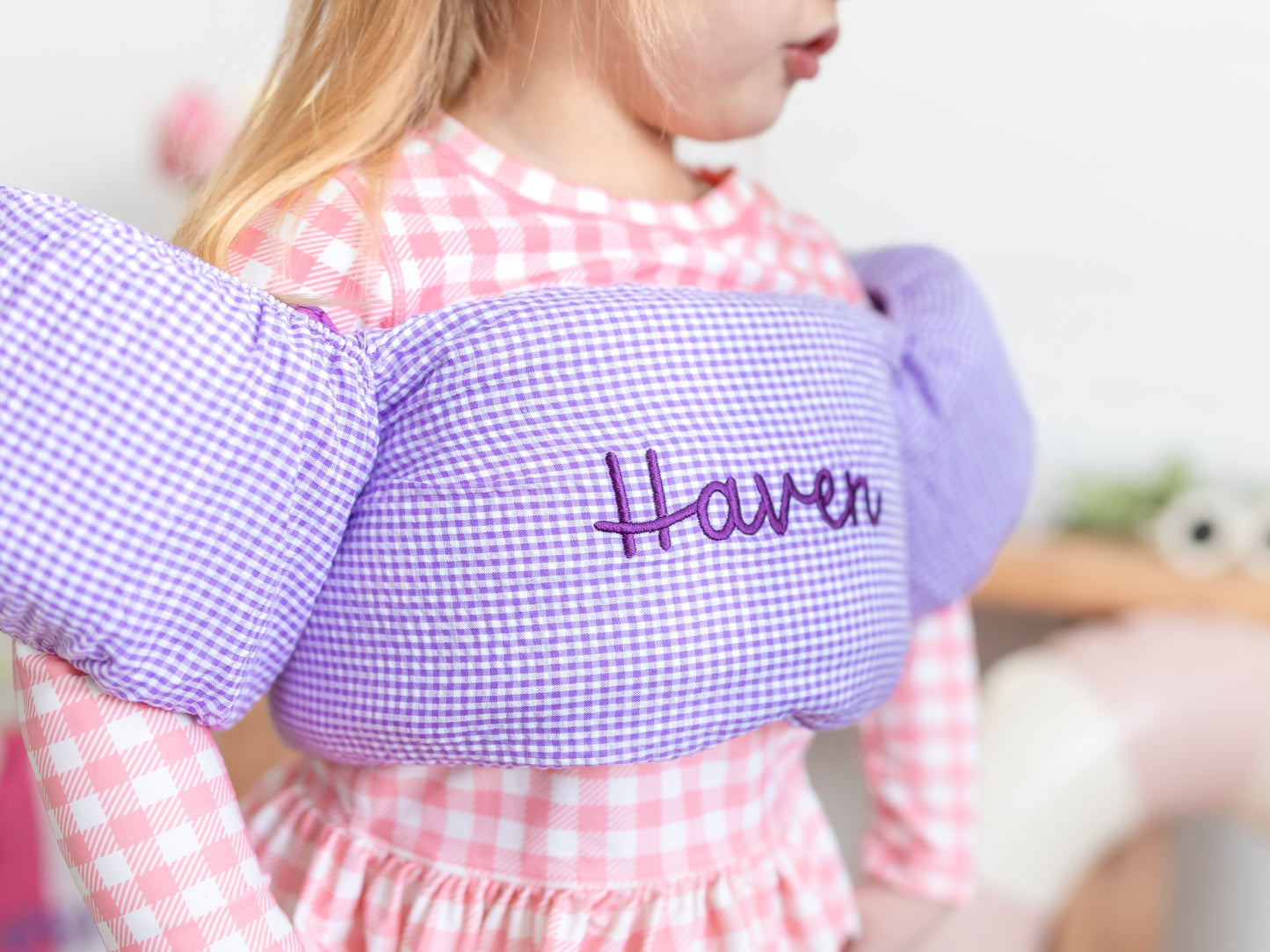 Gingham Puddle Jumper Cover - Purple