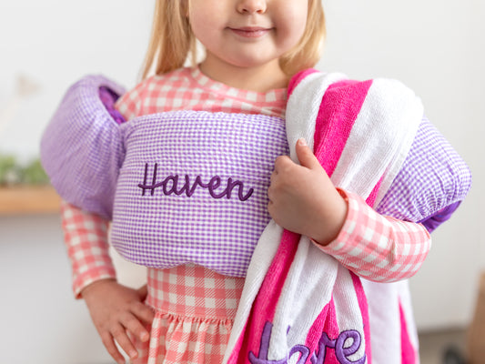 Gingham Puddle Jumper Cover - Purple