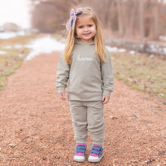 Organic Cotton Hoodie Jogger Set - Sage or Purple