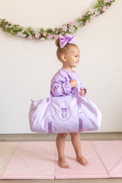 Seersucker Striped Duffle Bag - Pink, Purple or Navy