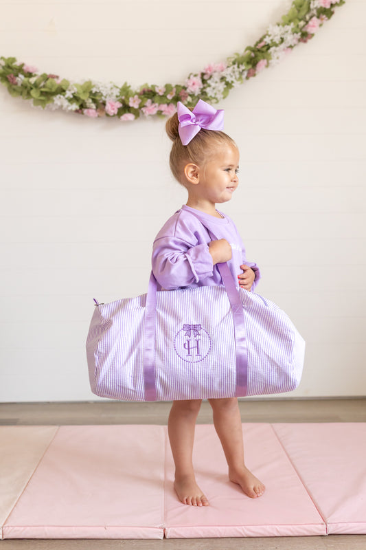 Seersucker Striped Duffle Bag - Pink, Purple or Navy