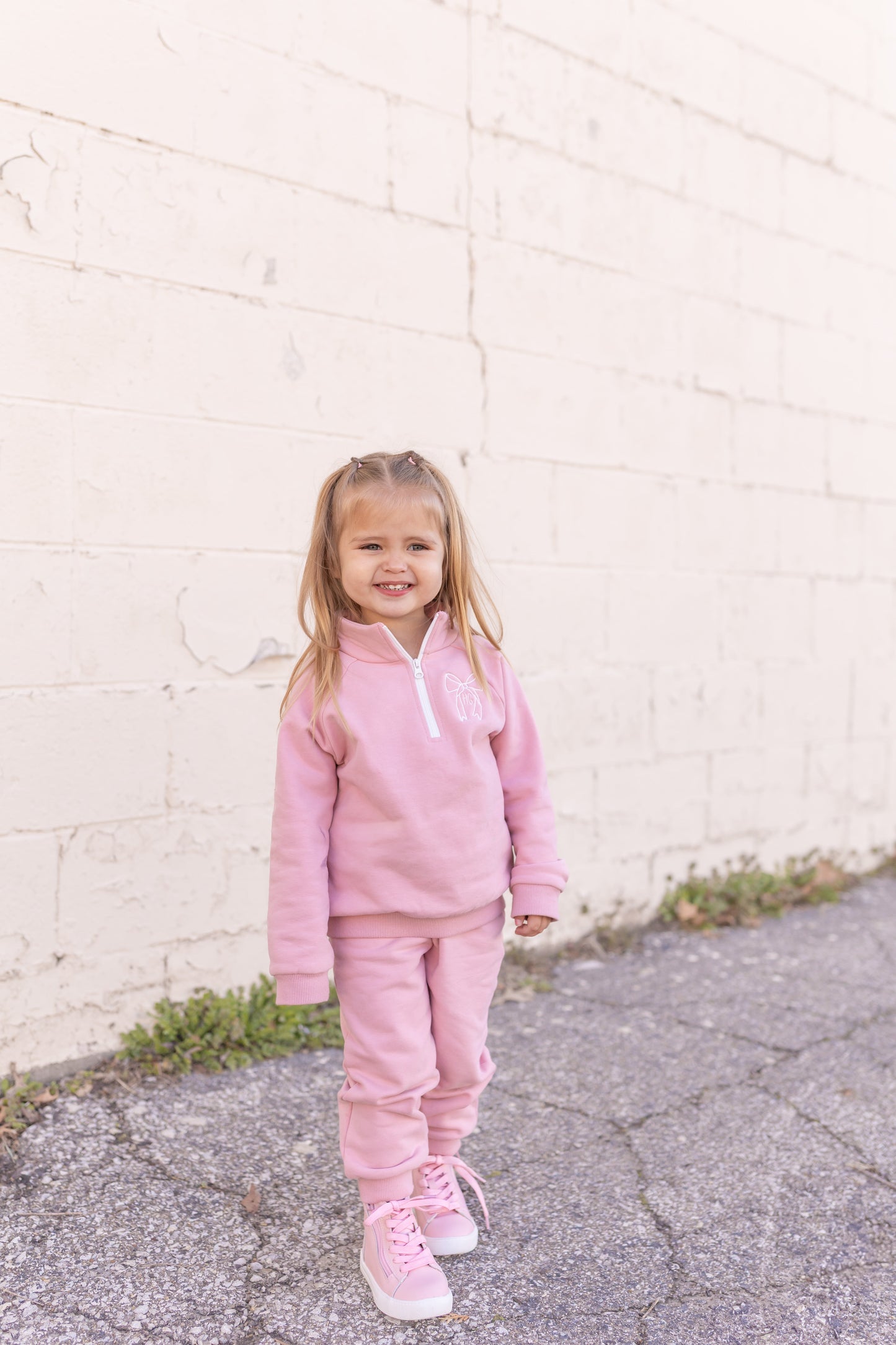 Blank Organic Cotton Quarter-Zip Set - Pink